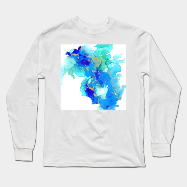 Gtropical ocean abstract alcohol ink print Long Sleeve T-Shirt by likapix